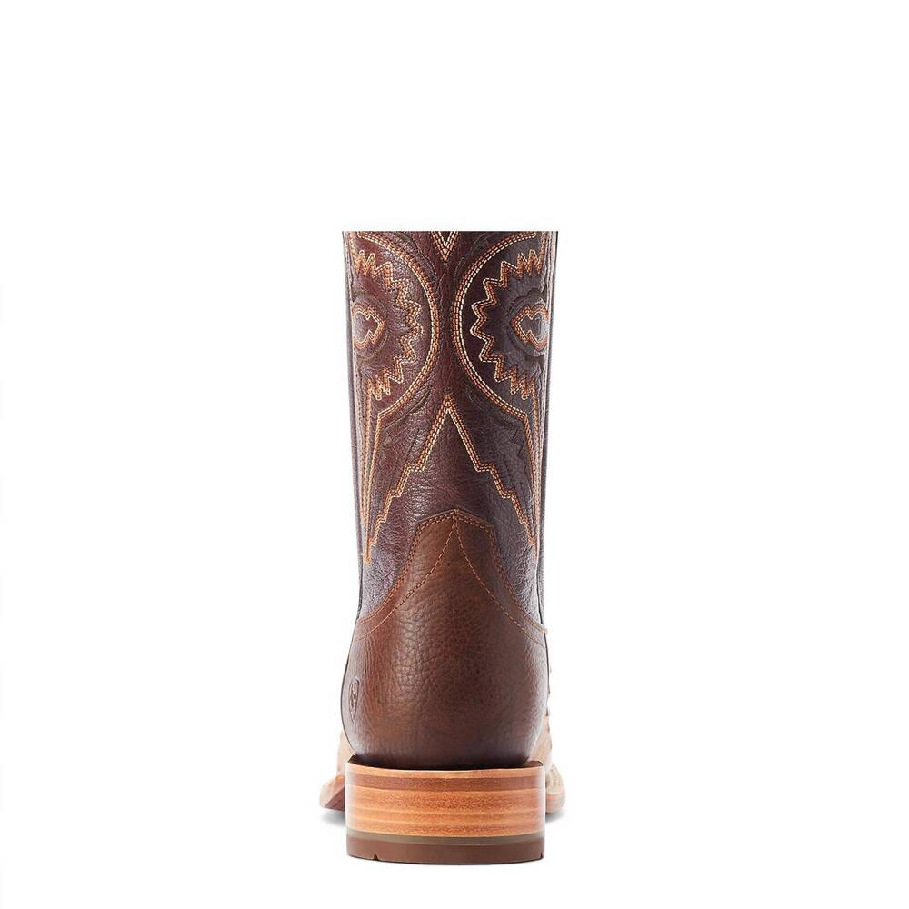 NEW ARIAT men's broncy ostrich square toe boot in brown - Picture 2 of 3